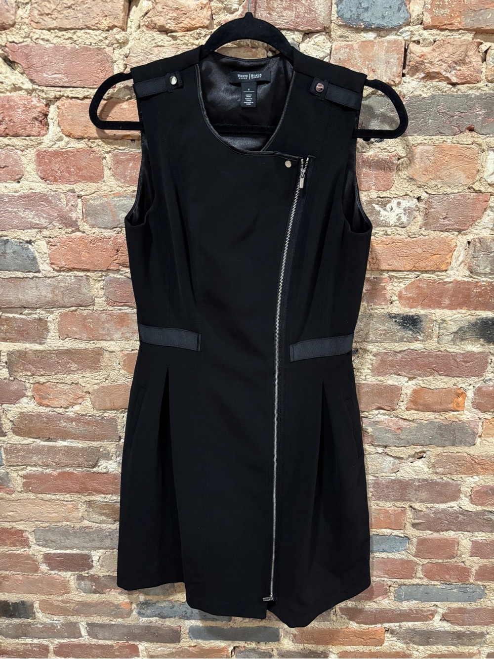 White House Black Market Black Sleeveless Asymmetrical Zip Mini Dress